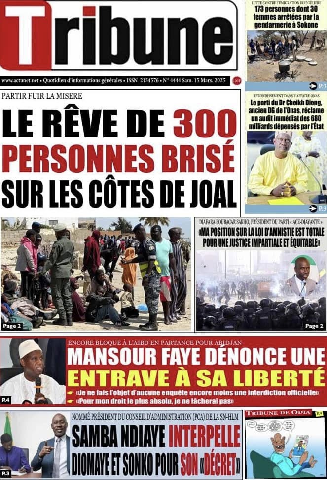 Découvrez les Unes des journaux sénégalais du samedi 15 mars 2025