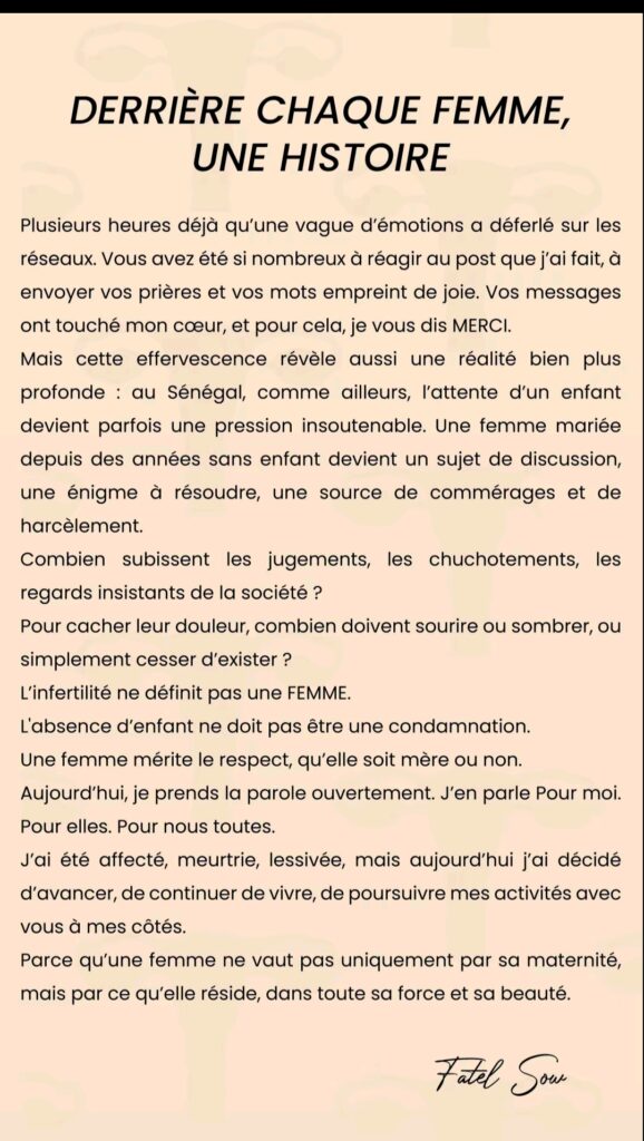 Fatel Sow dénonce la pression sociale sur la maternité au Sénégal