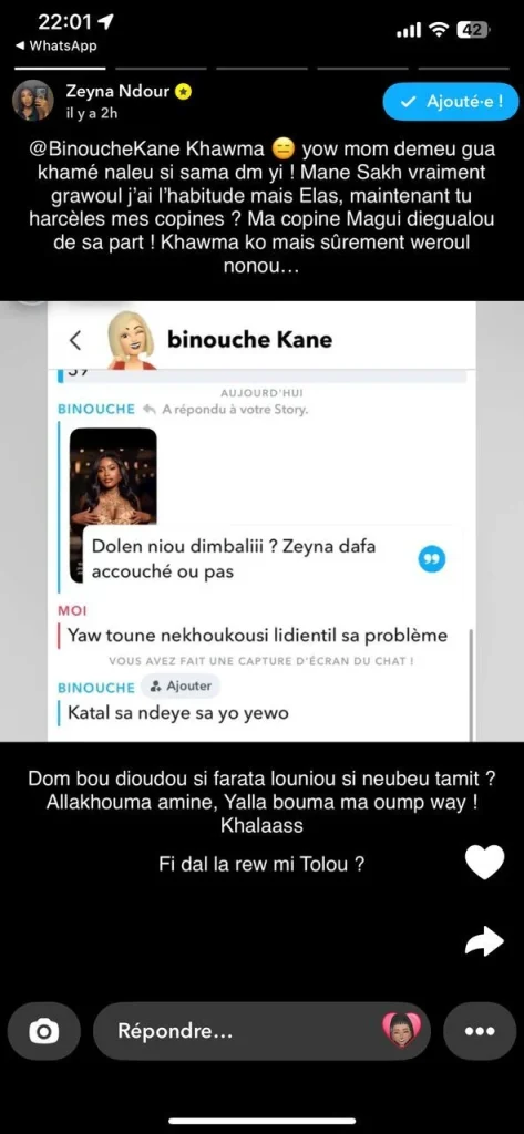 Zeyna Ndour riposte sèchement à Binouche Kane