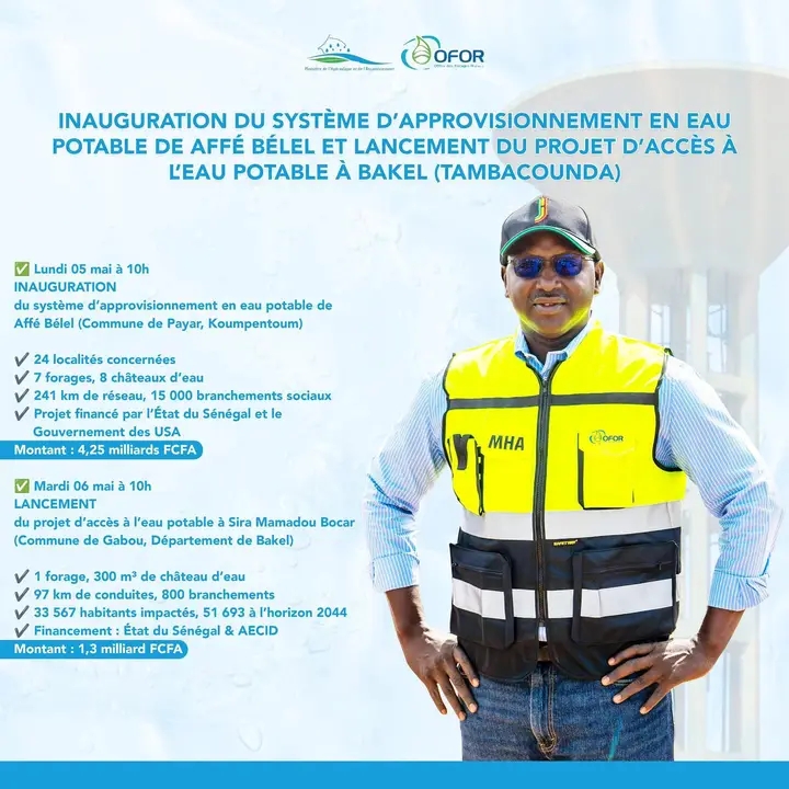 Eau potable : le ministre Cheikh Tidiane Dièye inaugure des ouvrages à Koumpentoum et Bakel…
