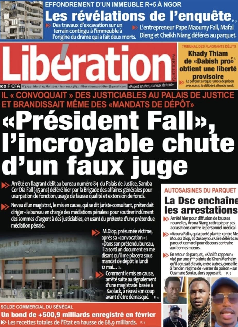 Découvrez les Unes des journaux sénégalais du mardi 13 mai 2025