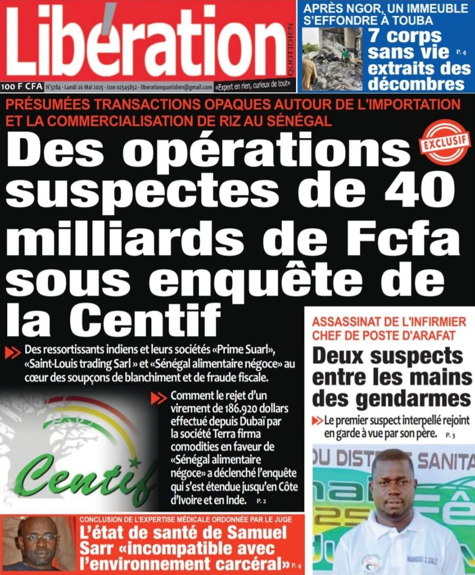 Découvrez les Unes des journaux sénégalais du lundi 26 mai 2025