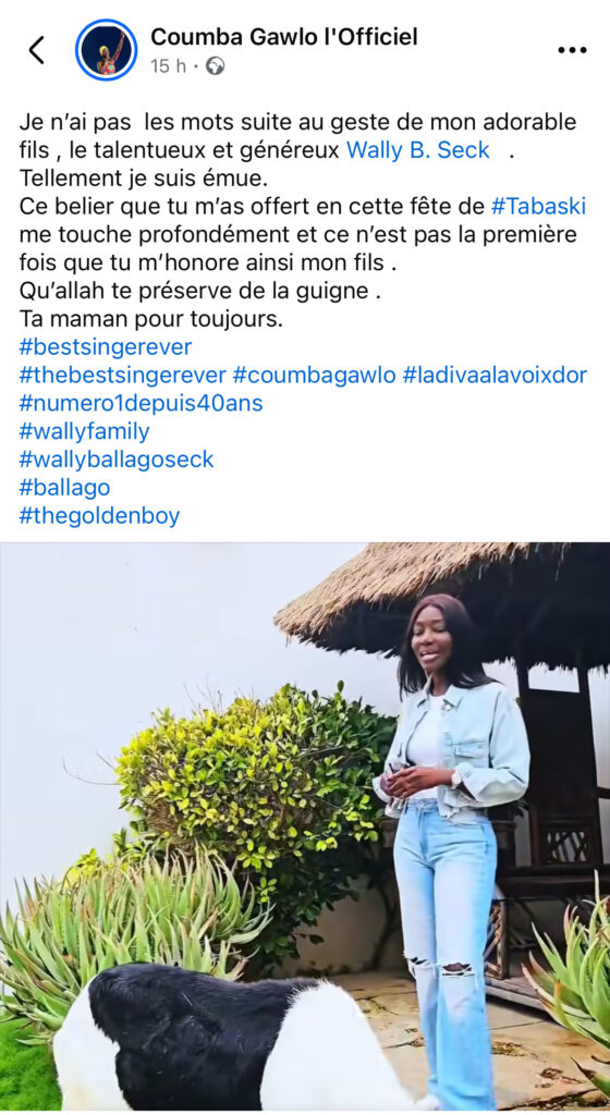 Générosité de Wally Seck et Cheikh Niass envers Coumba Gawlo pour la Tabaski