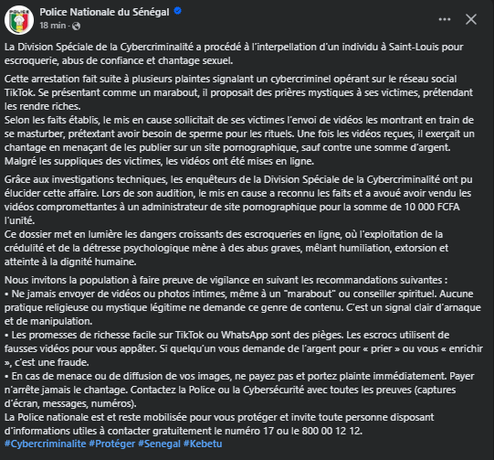 Un escroc déguisé en marabout arrêté à Saint-Louis pour chantage sexuel
