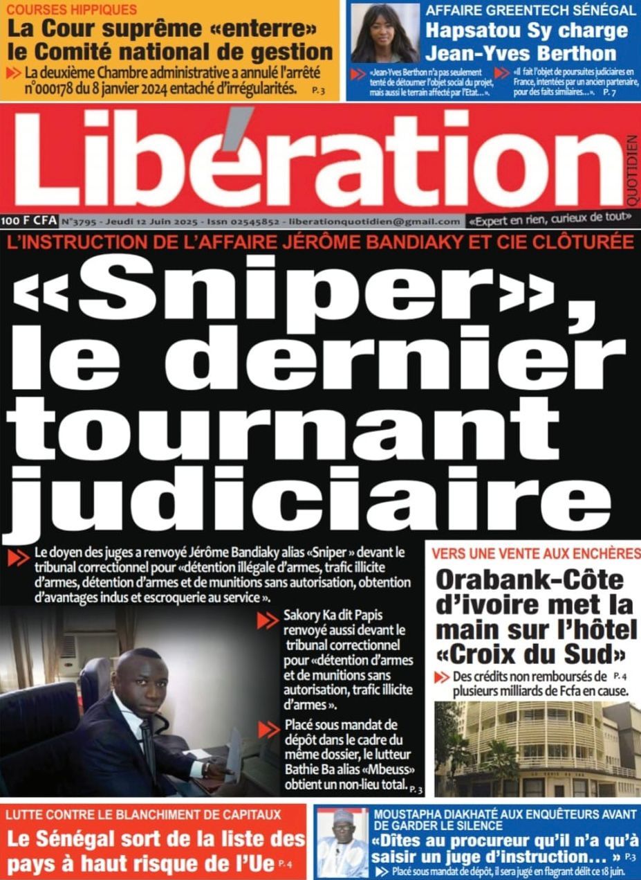 Découvrez les Unes des journaux sénégalais du jeudi 12 juin 2025