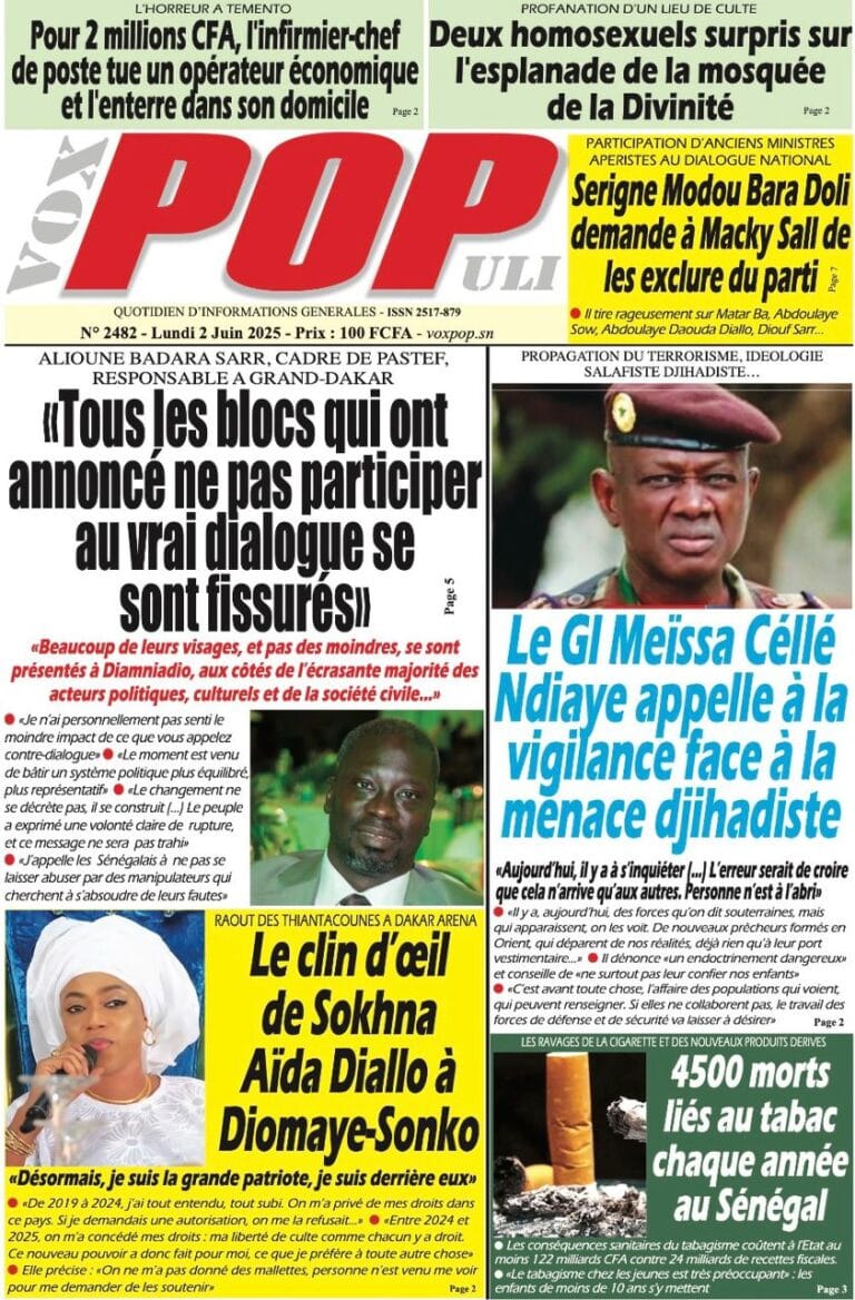 Découvrez les Unes des journaux sénégalais du lundi 02 juin 2025