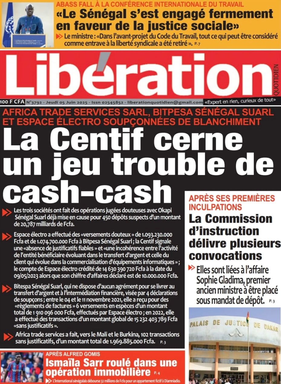 Découvrez les Unes des journaux sénégalais du jeudi 05 juin 2025