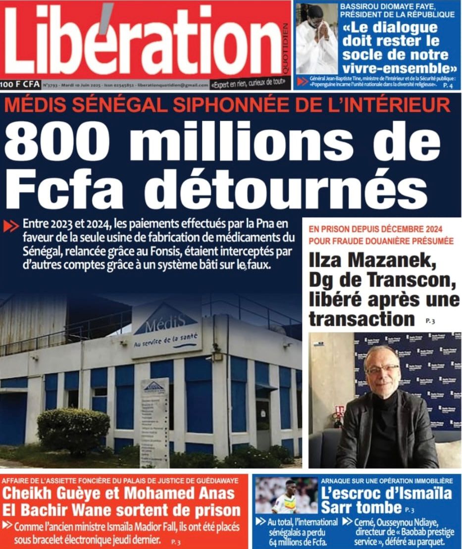 Découvrez les Unes des journaux sénégalais du mardi 10 juin 2025