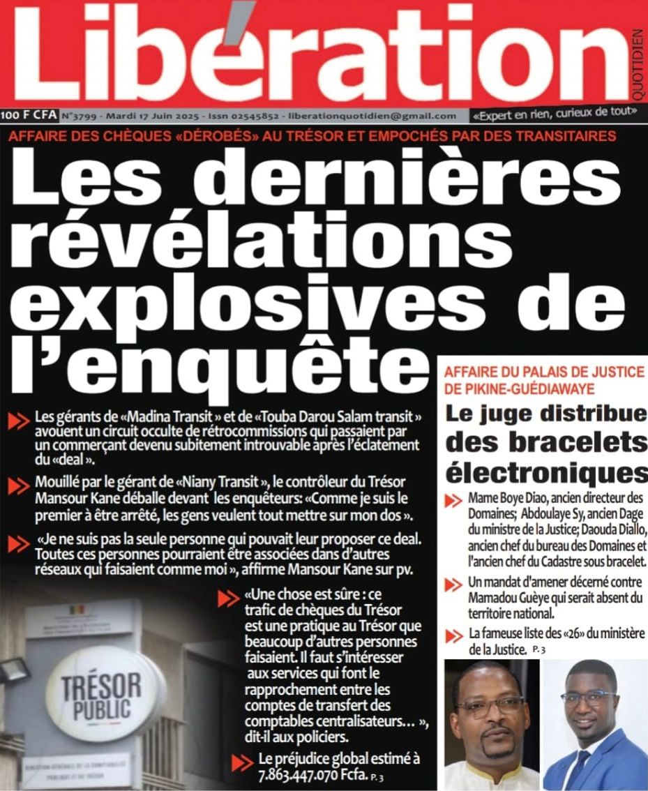 Découvrez les Unes des journaux sénégalais du mardi 17 juin 2025