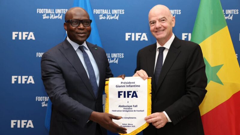 (Photos) Football – Sénégal: Abdoulaye Fall, le nouveau Président de la Fédération, reçu par Gianni Infantino au Maroc