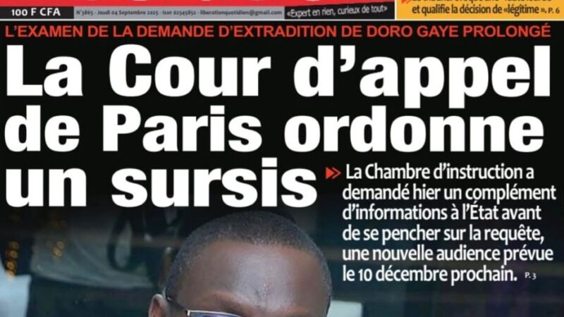 Découvrez les Unes des journaux sénégalais du jeudi 4 septembre 2025