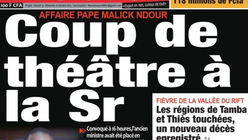Découvrez les Unes des journaux sénégalais du samedi 25 octobre 2025