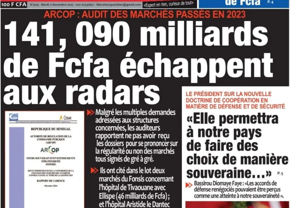 Découvrez les Unes des journaux sénégalais du mardi 11 novembre 2025