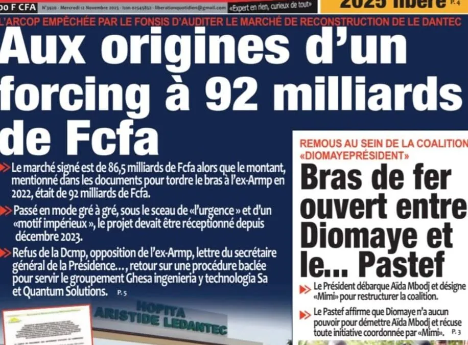 Découvrez les Unes des journaux sénégalais du mercredi 12 novembre 2025