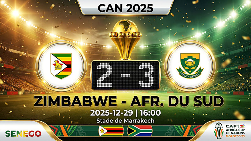 CAN 2025 : L&rsquo;Afrique du Sud s&rsquo;impose au bout du suspense face au Zimbabwe (2-3), découvrez les notes des joueurs