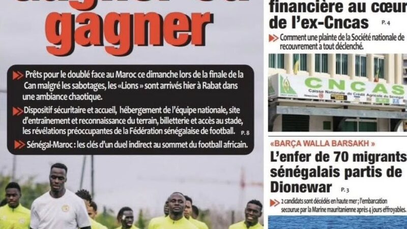 Découvrez les Unes des journaux sénégalais du samedi 17 janvier 2026