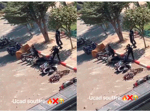 UCAD : des images montrent des policiers renversant des motos au COUD