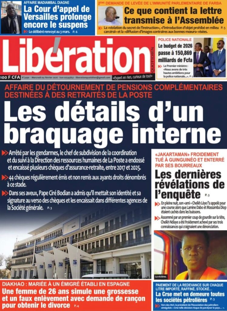 Découvrez les Unes des journaux sénégalais du mercredi 04 janvier 2026