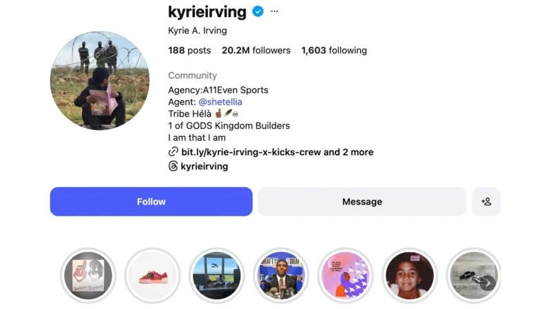 Nouveau profil Instagram de Kyrie Irving, le lieu quotidien dont l&rsquo;accès est refusé à un enfant palestinien