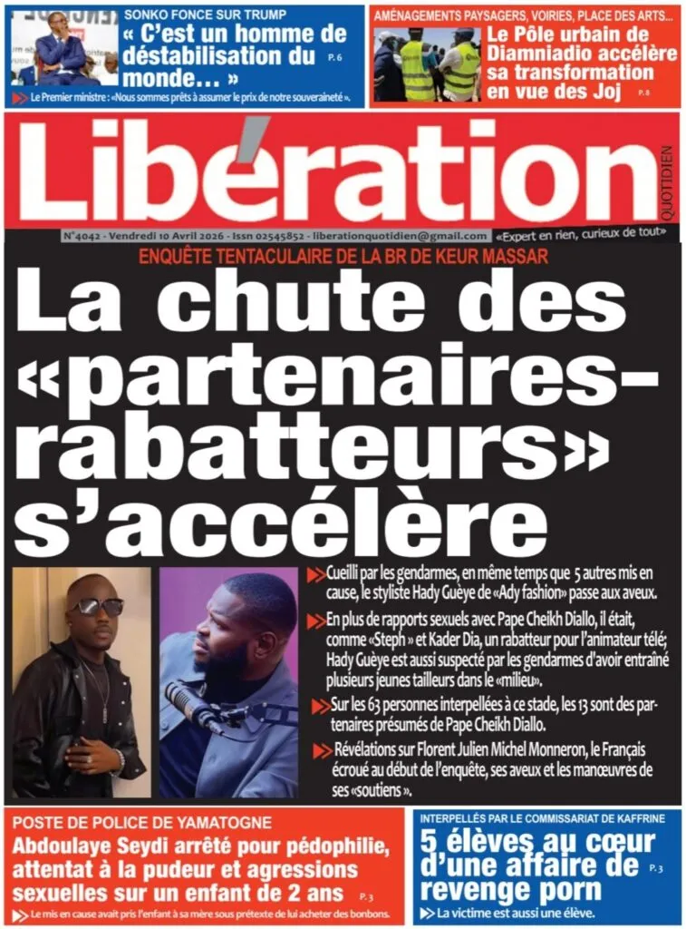 Découvrez les Unes des journaux sénégalais du vendredi 10 avril 2026
