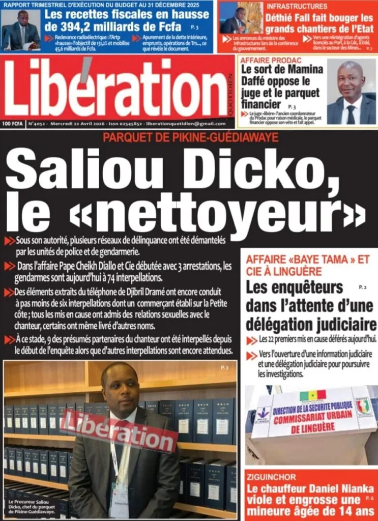 Découvrez les Unes des journaux sénégalais du mercredi 22 avril 2026