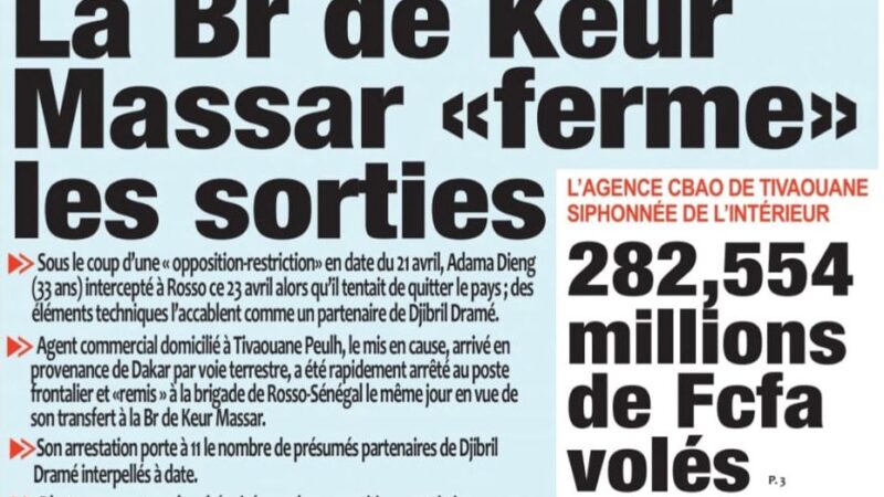 Découvrez les Unes des journaux sénégalais du samedi 25 avril 2026