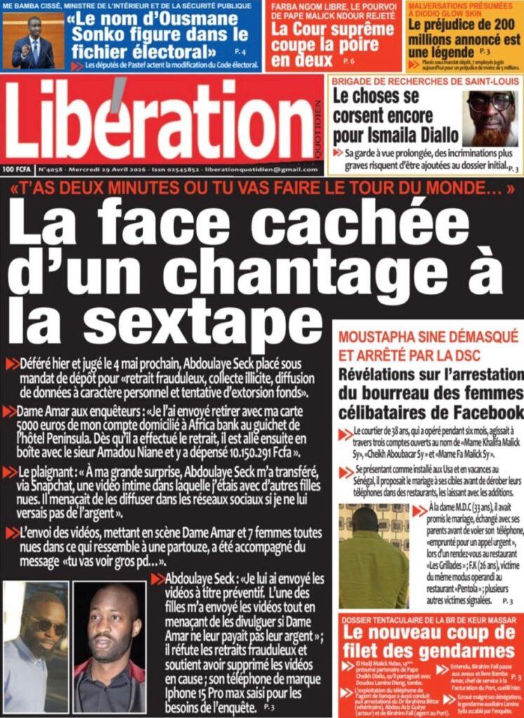 Découvrez les Unes des journaux sénégalais du mercredi 29 avril 2026