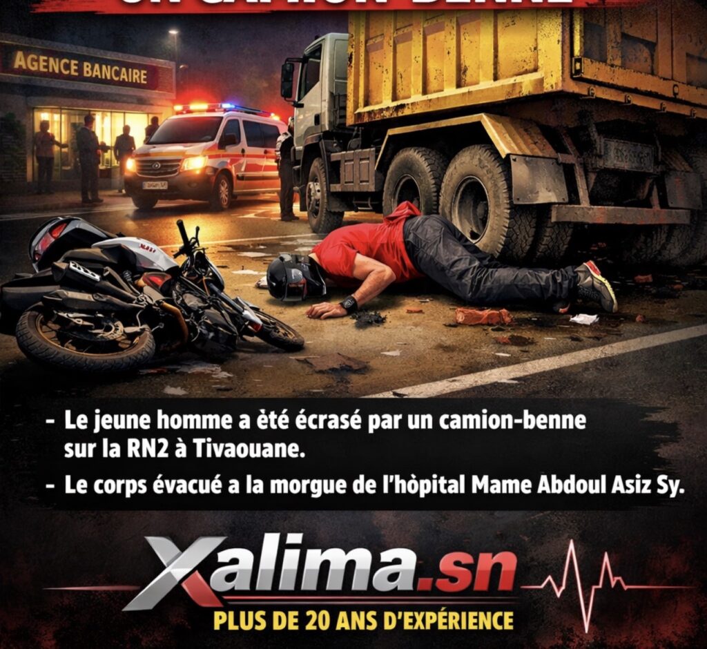 Tivaouane : le drame d’un jeune motocycliste survenu vers 21h35 sur la RN2
