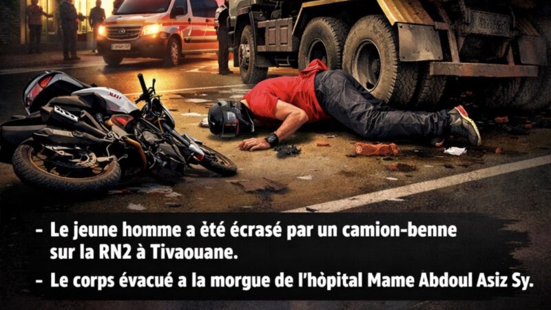 Tivaouane : le drame d’un jeune motocycliste survenu vers 21h35 sur la RN2