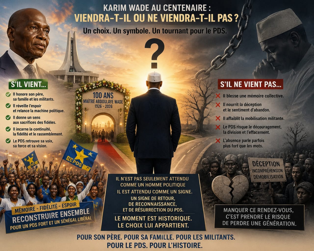 Karim Wade face au centenaire : présence attendue, absence risquée pour le PDS