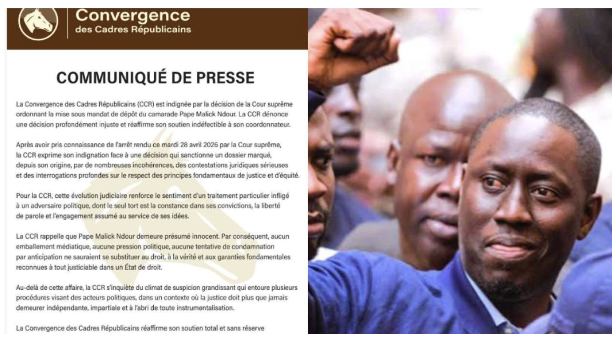 Pape Malick Ndour à Rebeuss : la CCR dénonce une procédure politique