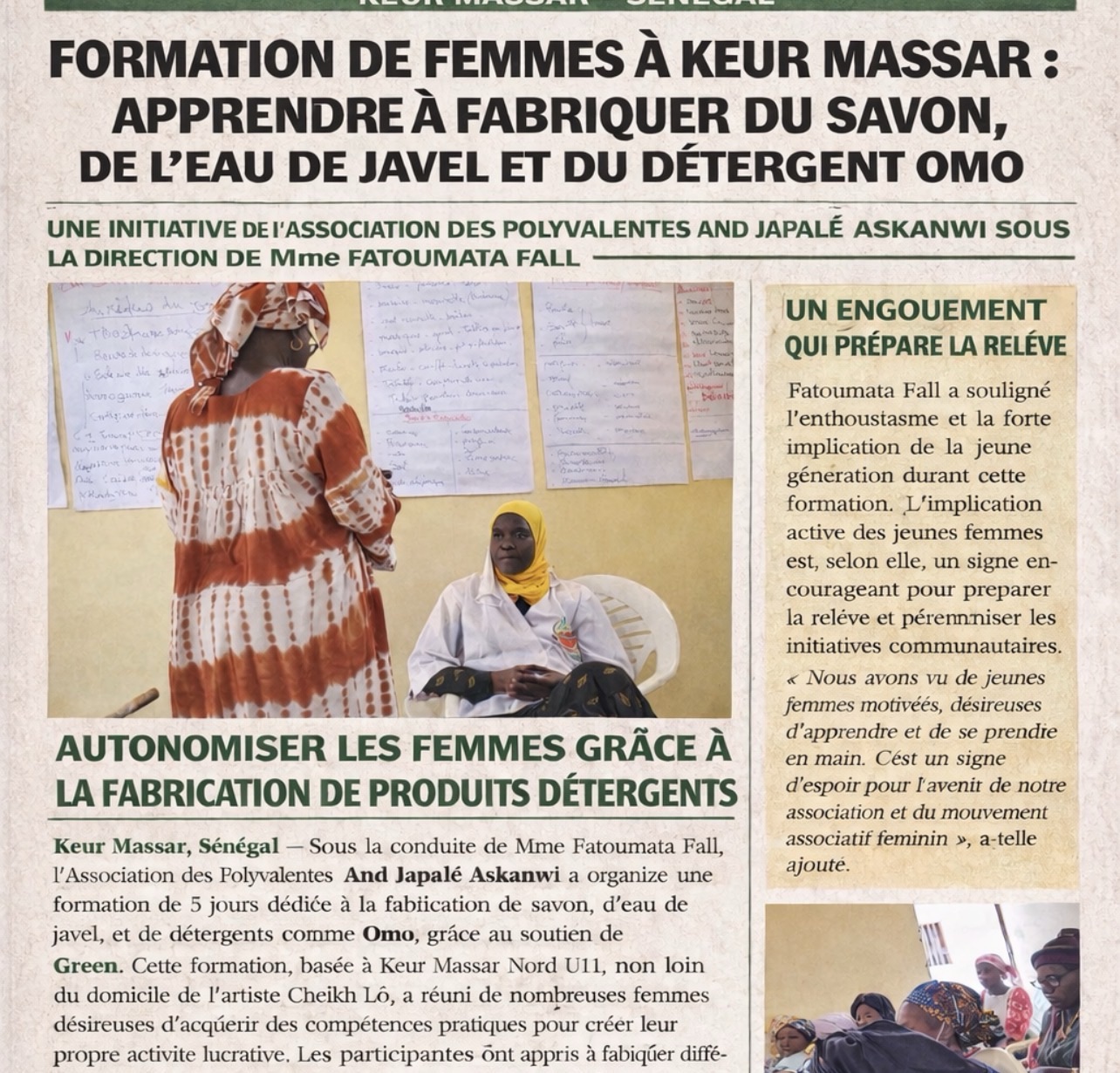 À Keur Massar, des femmes formées à la fabrication de savon et d&rsquo;eau de Javel