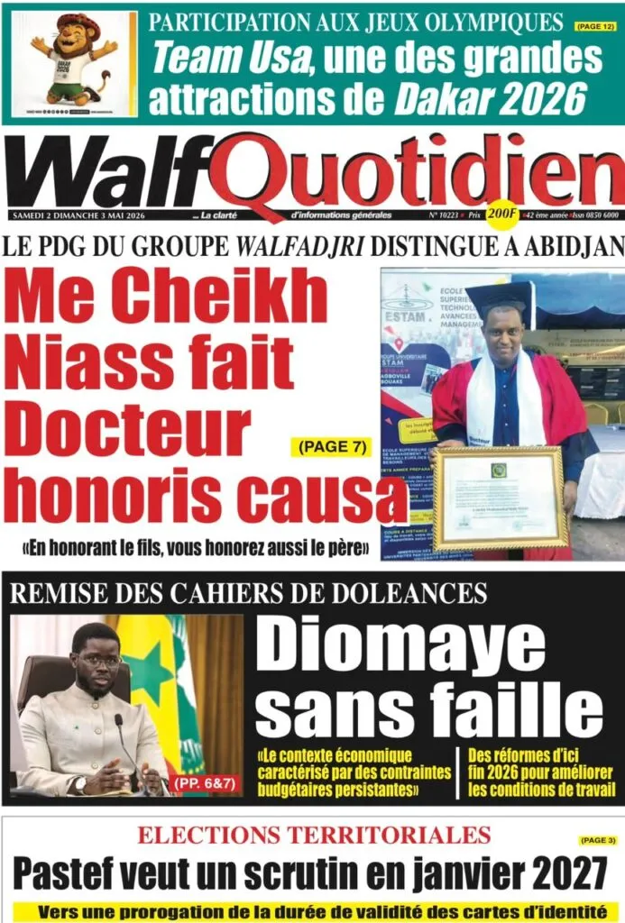 Découvrez les Unes des journaux sénégalais du samedi 02 mai 2026