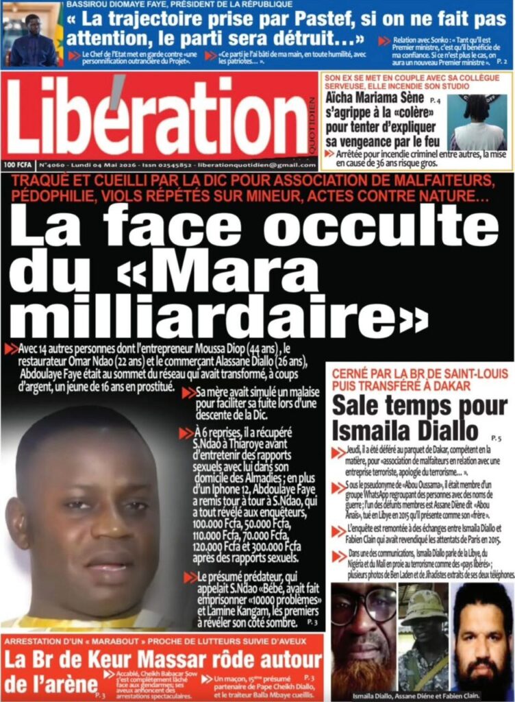 Découvrez les Unes des journaux sénégalais du lundi 04 mai 2026