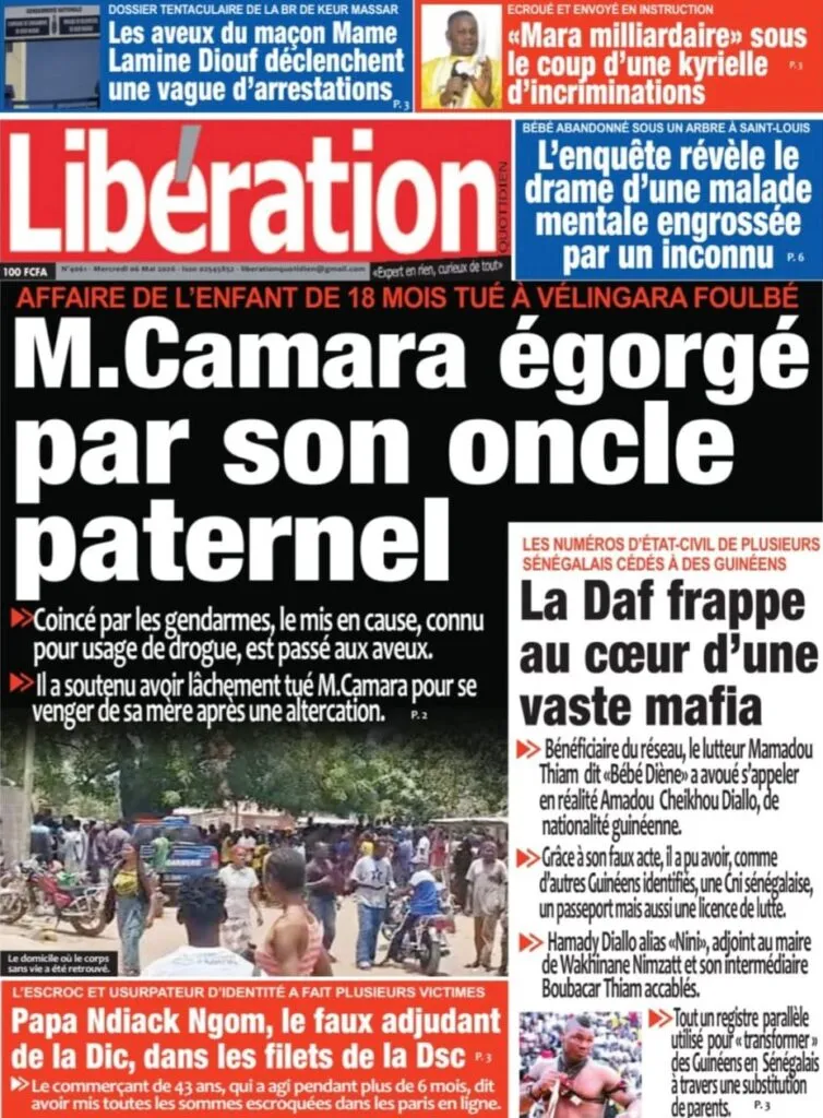 Découvrez les Unes des journaux sénégalais du mercredi 06 mai 2026