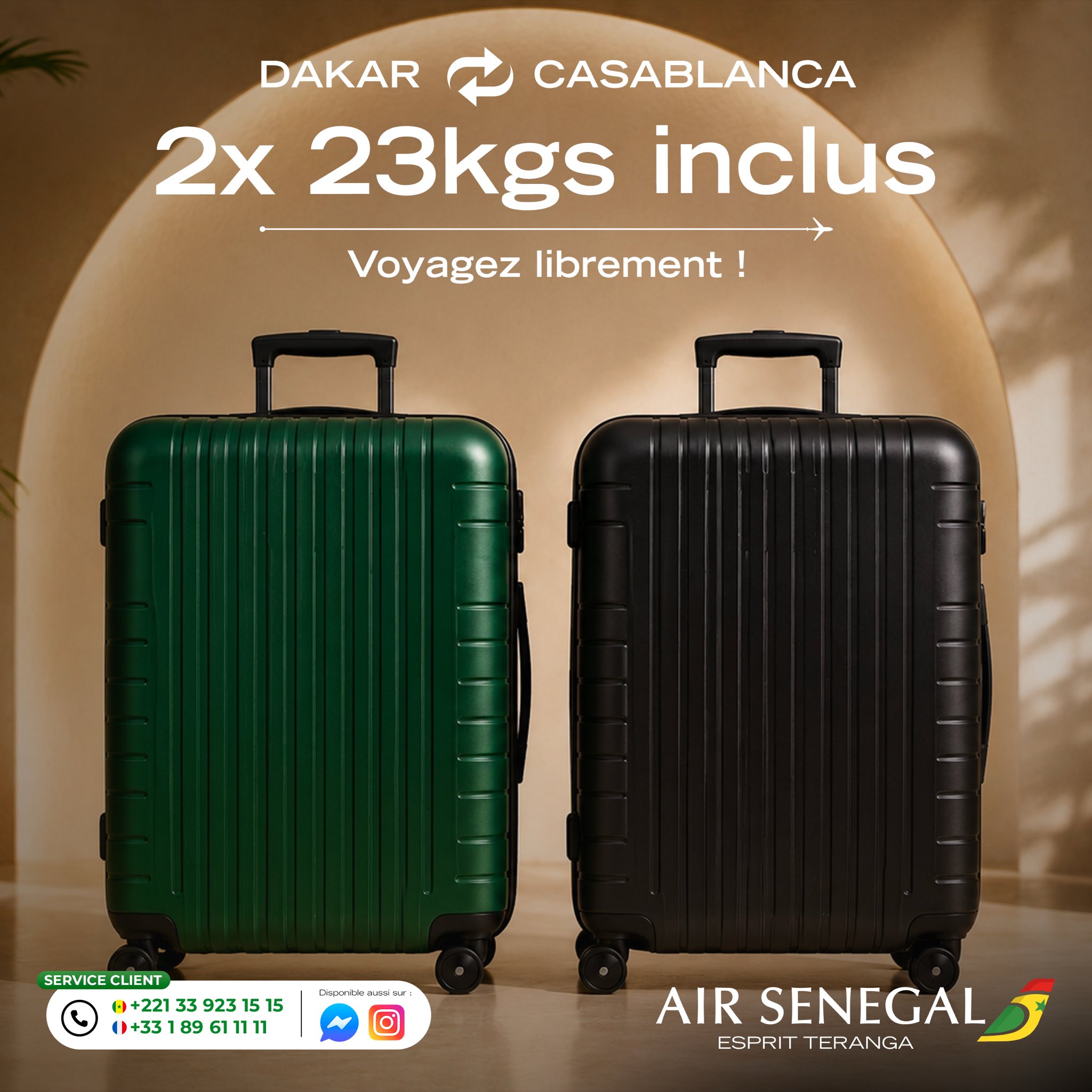 Air Sénégal maintient sa franchise bagages de 2×23 kg sur les vols vers Casablanca
