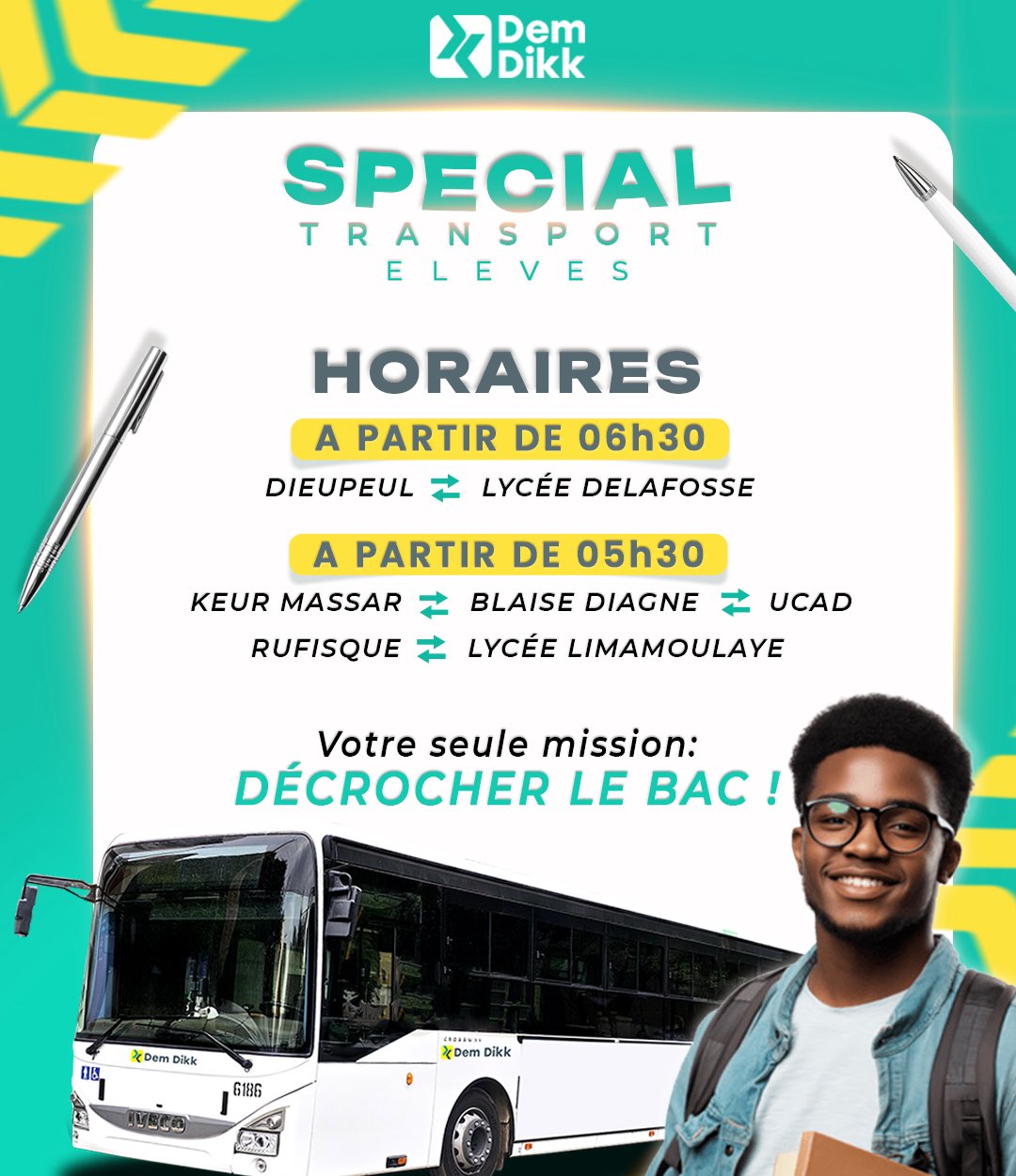Bac 2026 : Dem Dikk double les départs sur 3 lignes pour les candidats