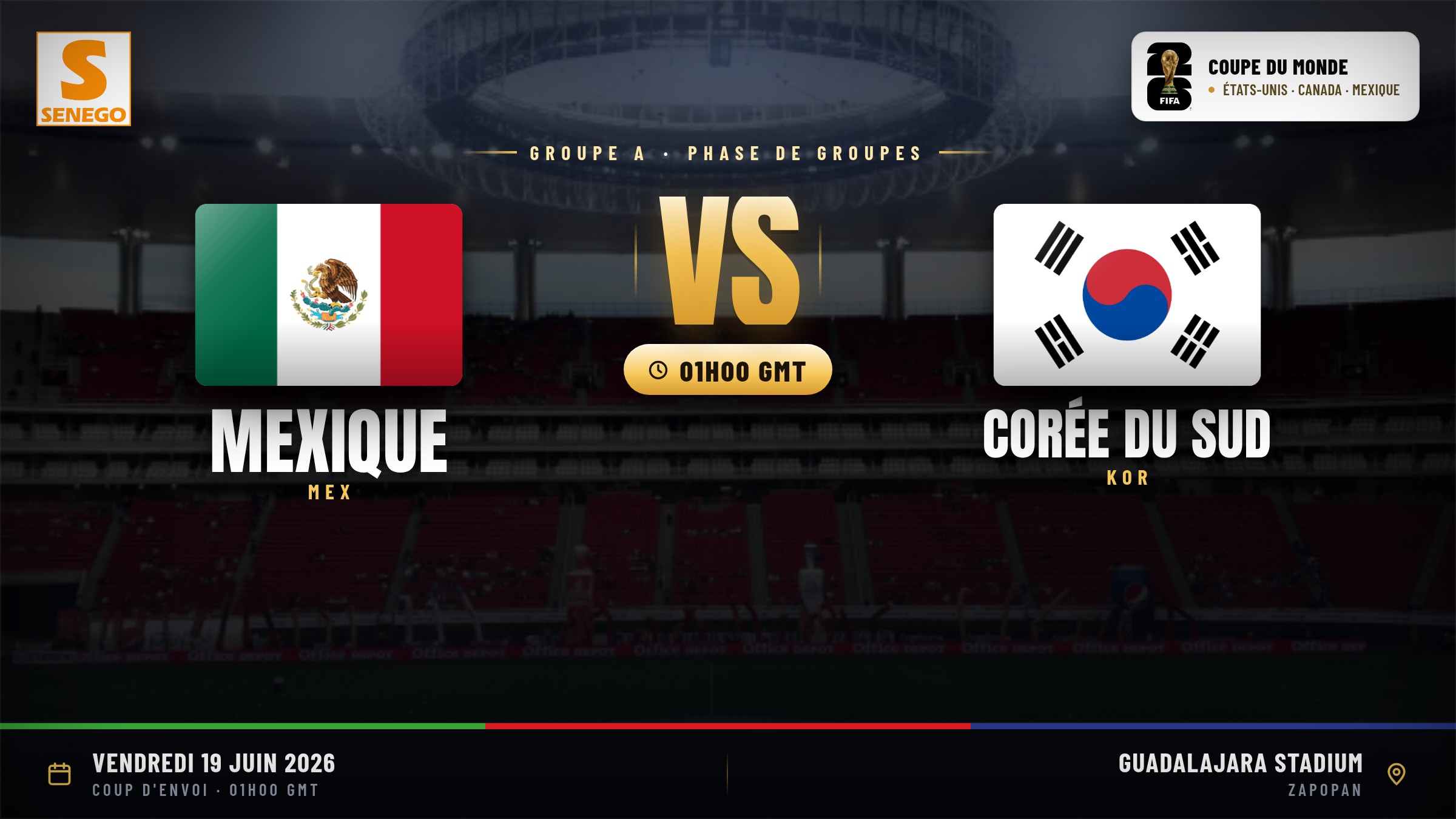 DIRECT – Mondial 2026 : Mexique vs Corée du Sud, suivez 4e match du groupe A en live sur Senego