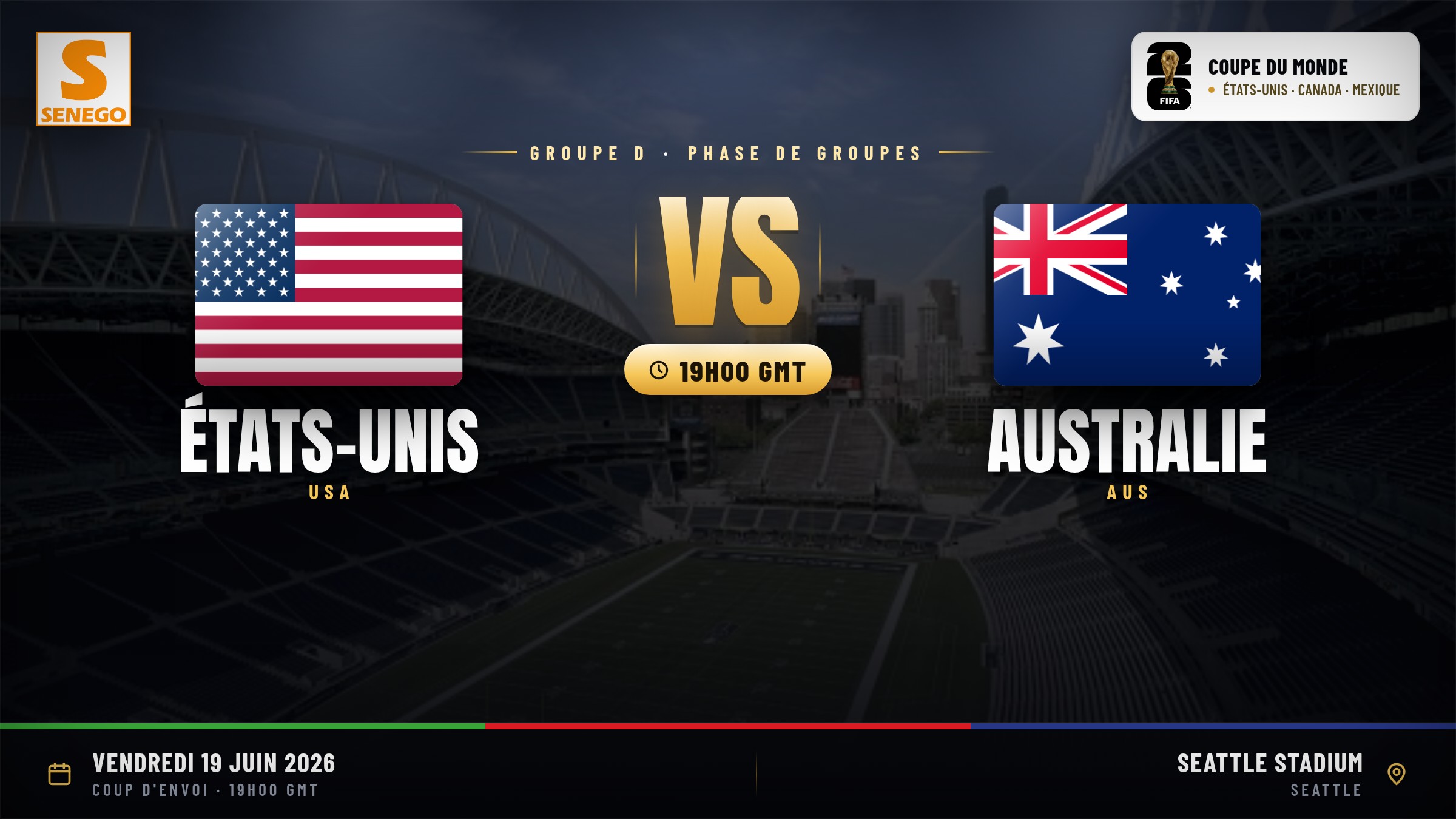 DIRECT – Mondial 2026 : États-Unis vs Australie, suivez le choc du groupe D en live sur Senego