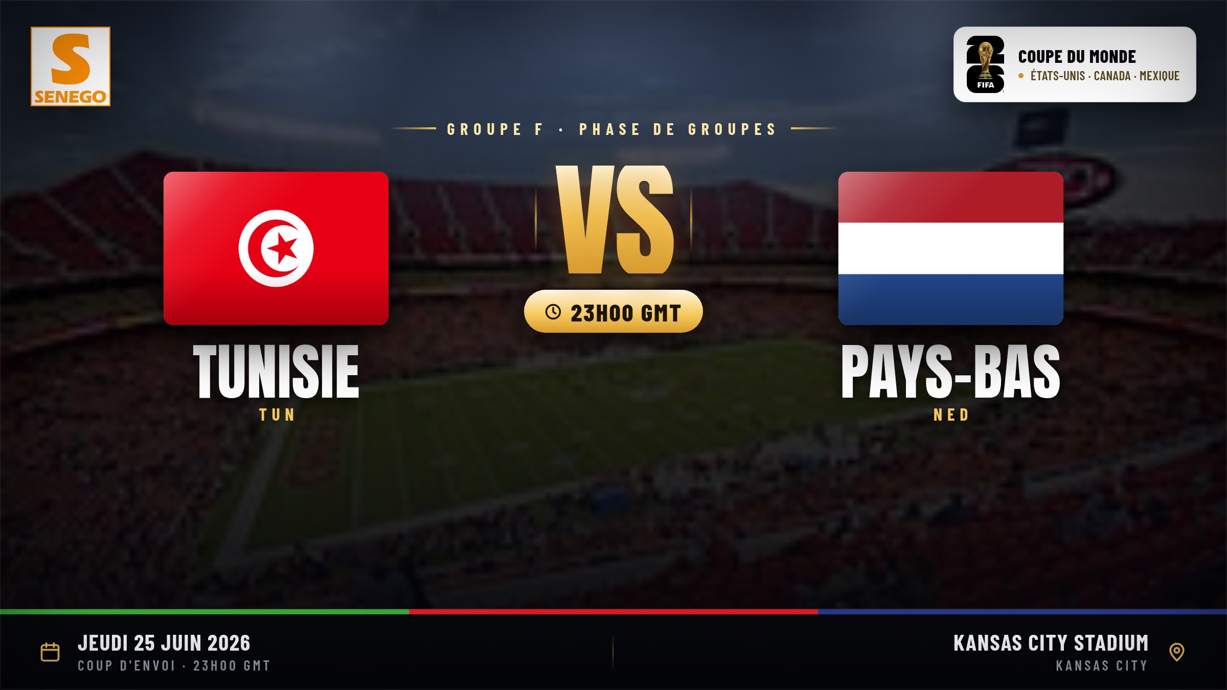 DIRECT – Mondial 2026 : Tunisie vs Pays-Bas, suivez le 5e match du groupe F en live sur Senego
