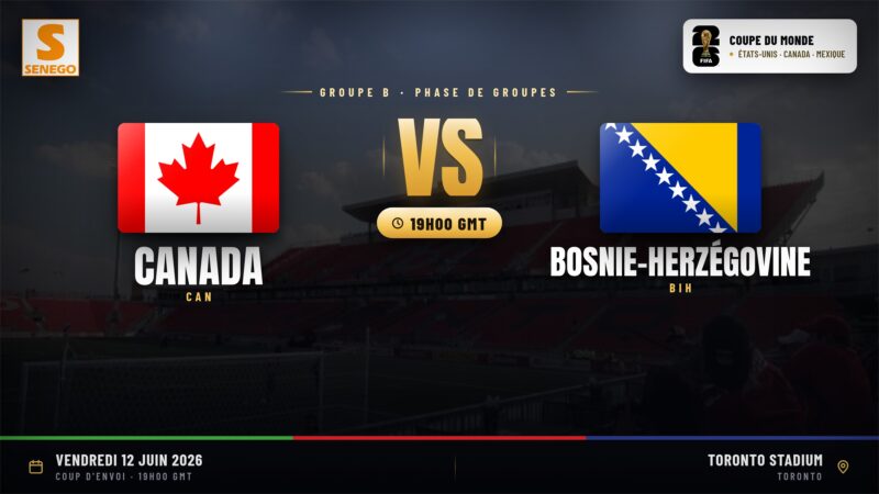 Suivez le match Canada vs Bosnie-Herzégovine en direct : 1er match du groupe B, score et commentaires minute par minute (Mondial 2026)