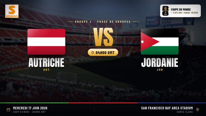 DIRECT – Mondial 2026 : Autriche vs Jordanie, suivez le match du groupe J en live sur Senego