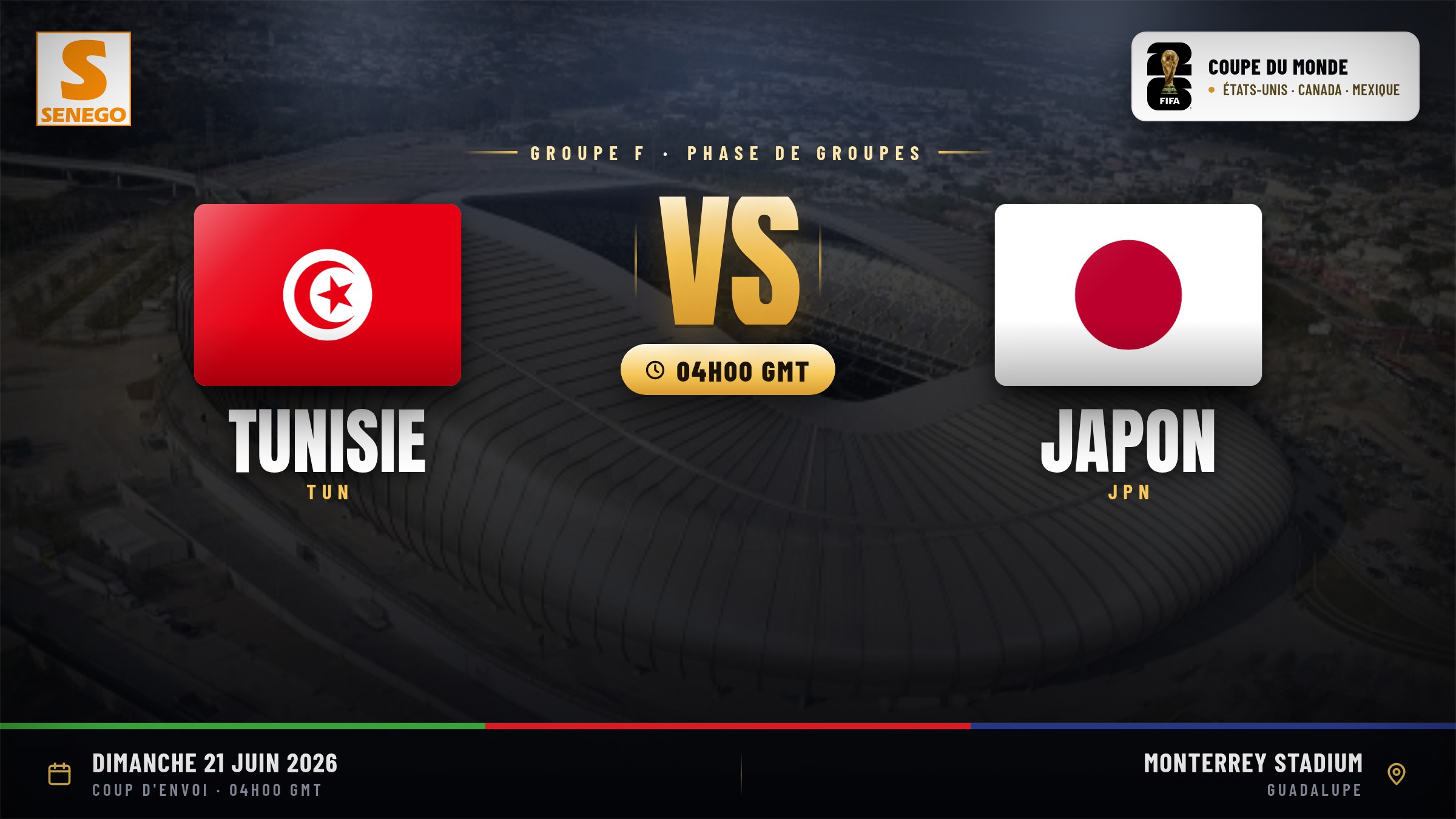 DIRECT – Mondial 2026 : Tunisie vs Japon, suivez le 4e match du groupe F en live sur Senego