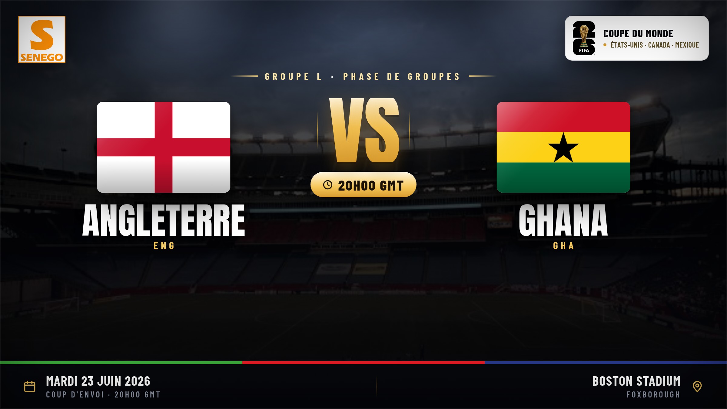 DIRECT – Mondial 2026 : Angleterre vs Ghana, suivez le choc du groupe L en live sur Senego