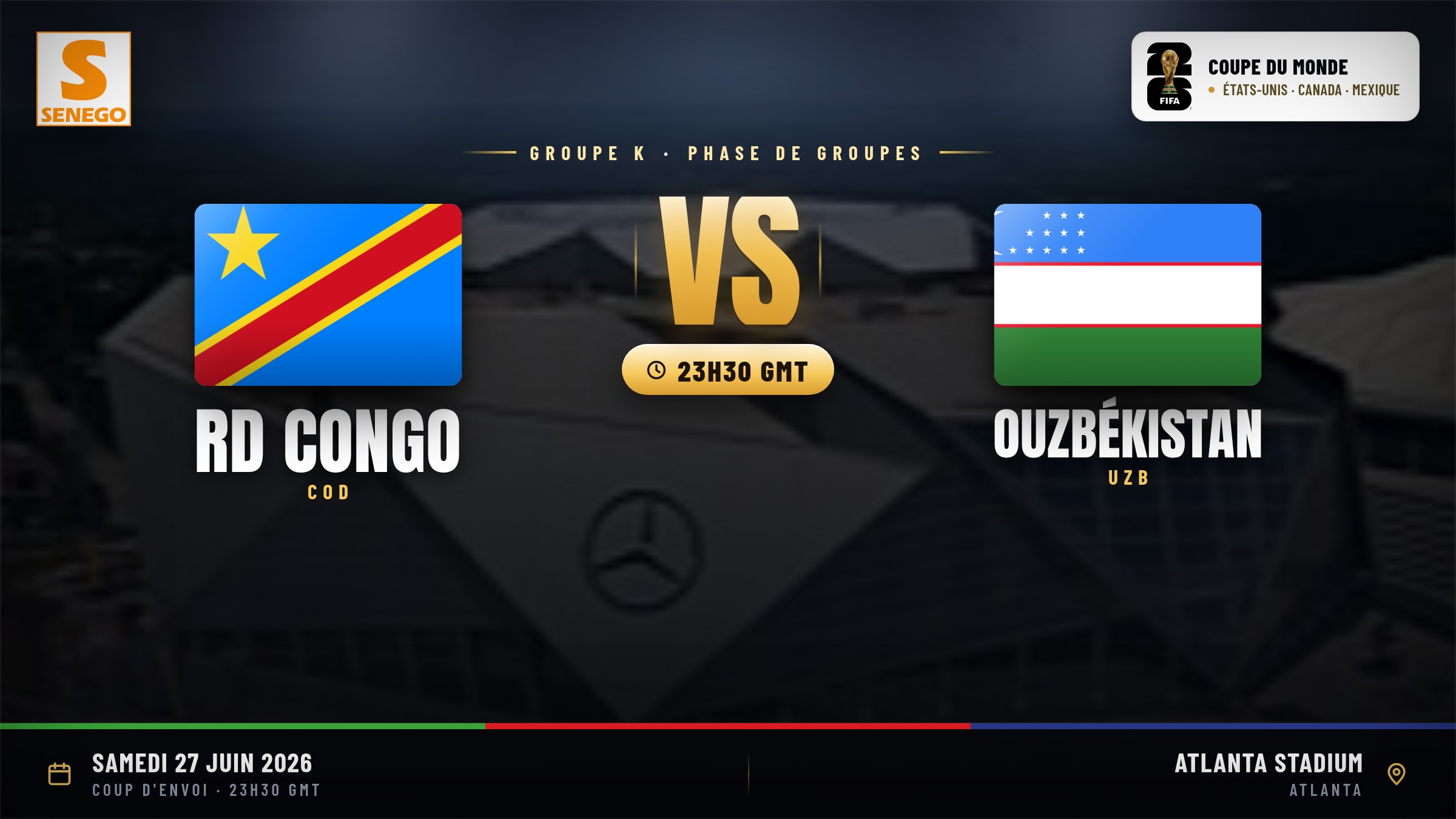 DIRECT – Mondial 2026 : RD Congo vs Ouzbékistan, suivez 6e et dernier match du groupe K en live sur Senego
