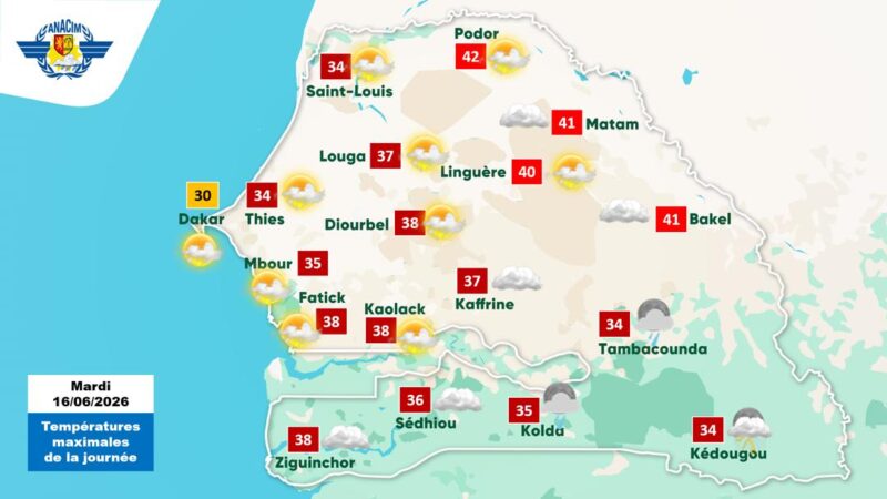 Orages et fortes chaleurs : prévisions ANACIM du 16 au 17 juin 2026