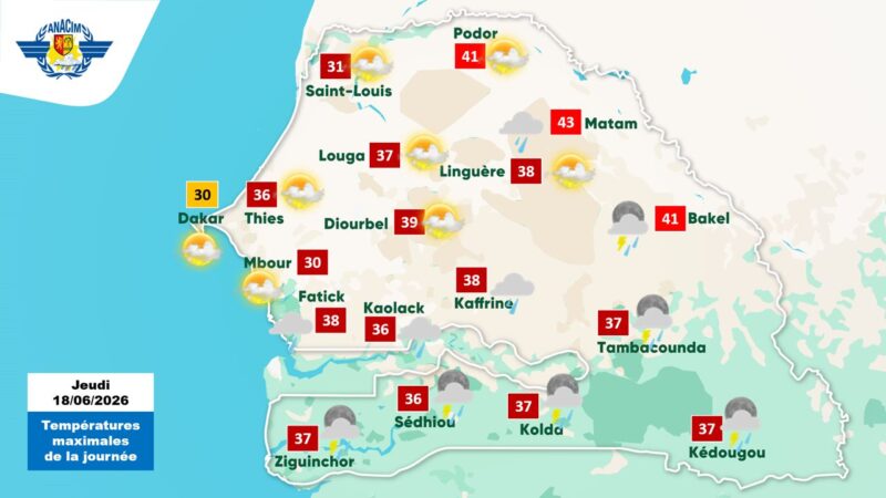 Pluies orageuses attendues dans 5 régions du sud et de l&rsquo;est du Sénégal ce 18 juin