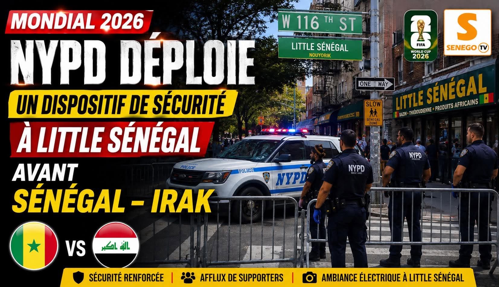 New York : Présence policière à Little Sénégal pour encadrer les supporters sénégalais (Senego TV)