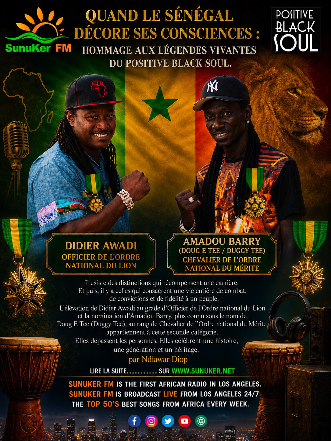 Awadi et Duggy Tee décorés par l’État sénégalais : un hommage au hip-hop citoyen