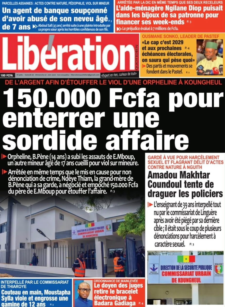 Découvrez les Unes des journaux sénégalais du samedi 06 juin 2026